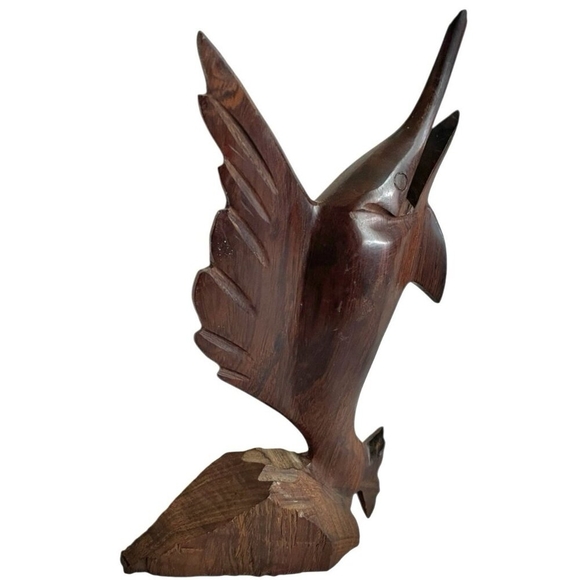 Vintage Ironwood Figurine Wooden Hand-Carved Swordfish Marlin Statue - Picture 5 of 6